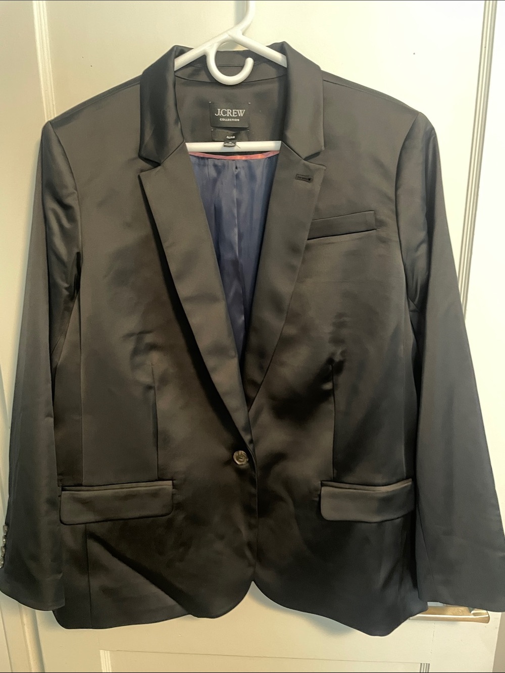 NWOT J. Crew Women’s Alfie Black Satin Single-Button Blazer